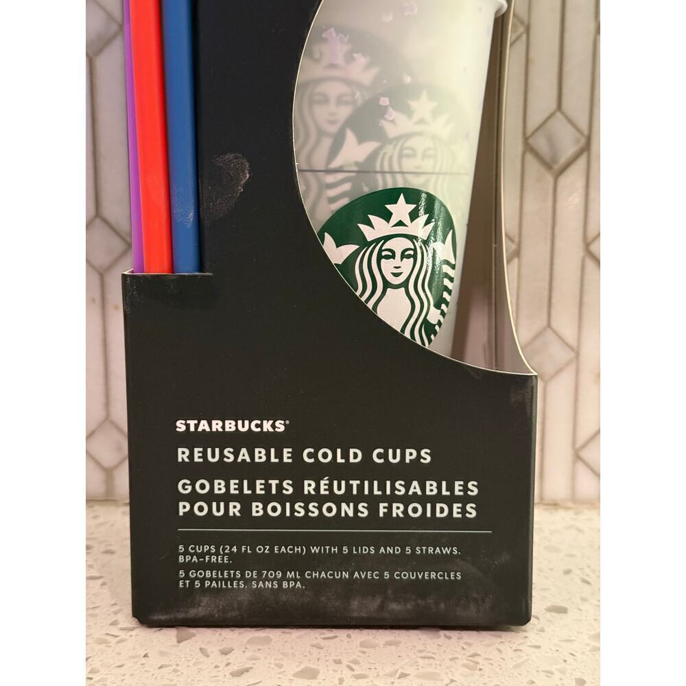 Starbucks Summer 2021 Color Change Confetti Reusable Cold Cups Pack of 5 Cups - Picture 2 of 6